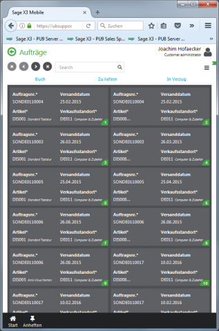 Die Benutzeroberfläche von Sage X3 (Bild: Sage)